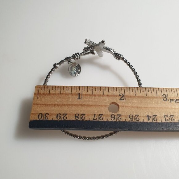 Pearl Starfish Silver Tone Twisted Wire Bracelet Charm Nautical Details Elegant - Picture 5 of 5